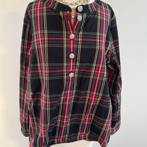 J. Crew Plaid Shirt with Crystal Accents